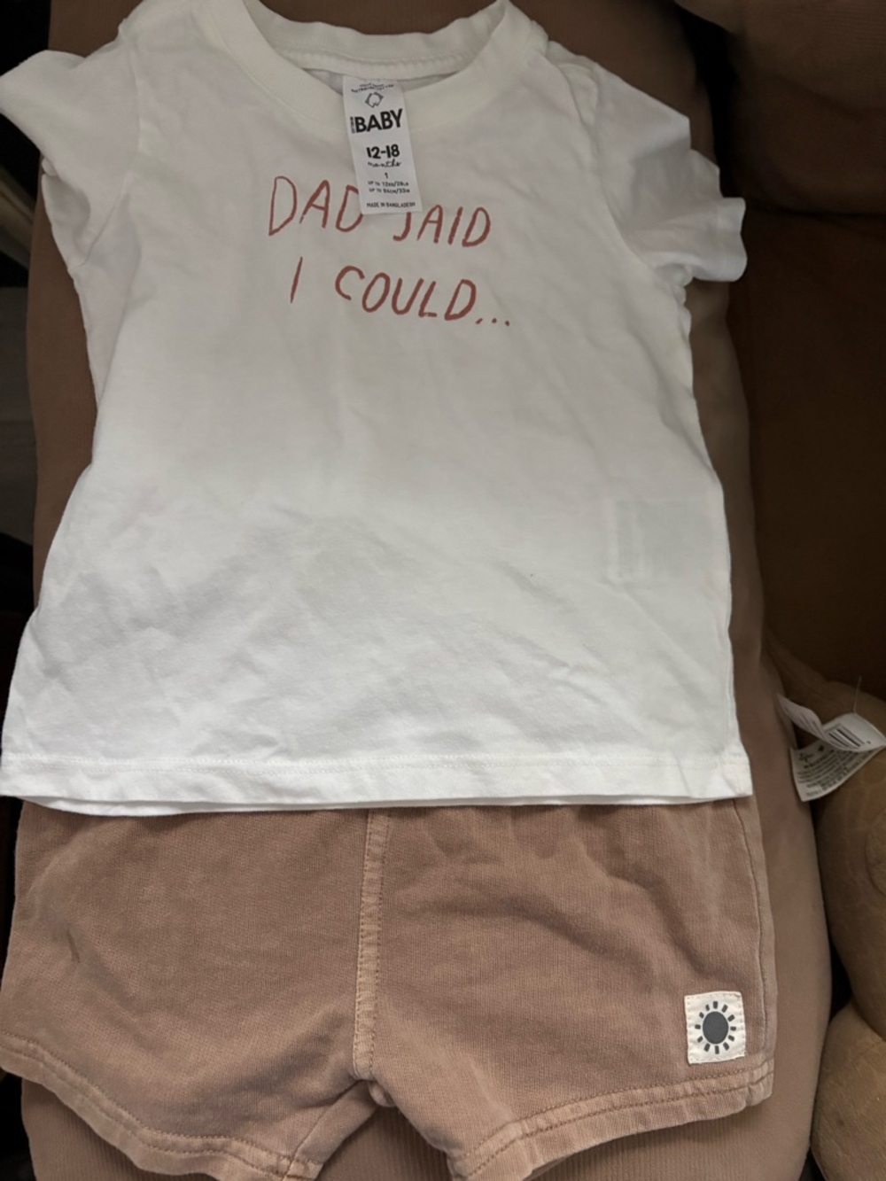 White Graphic Baby Tee with Tan Corduroy Shorts